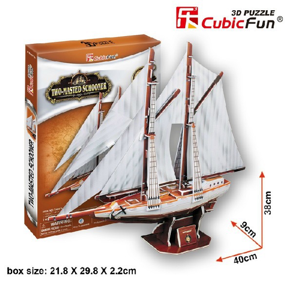3D puzzle Kétárbócos vitorlás hajó 3d hajó makettek