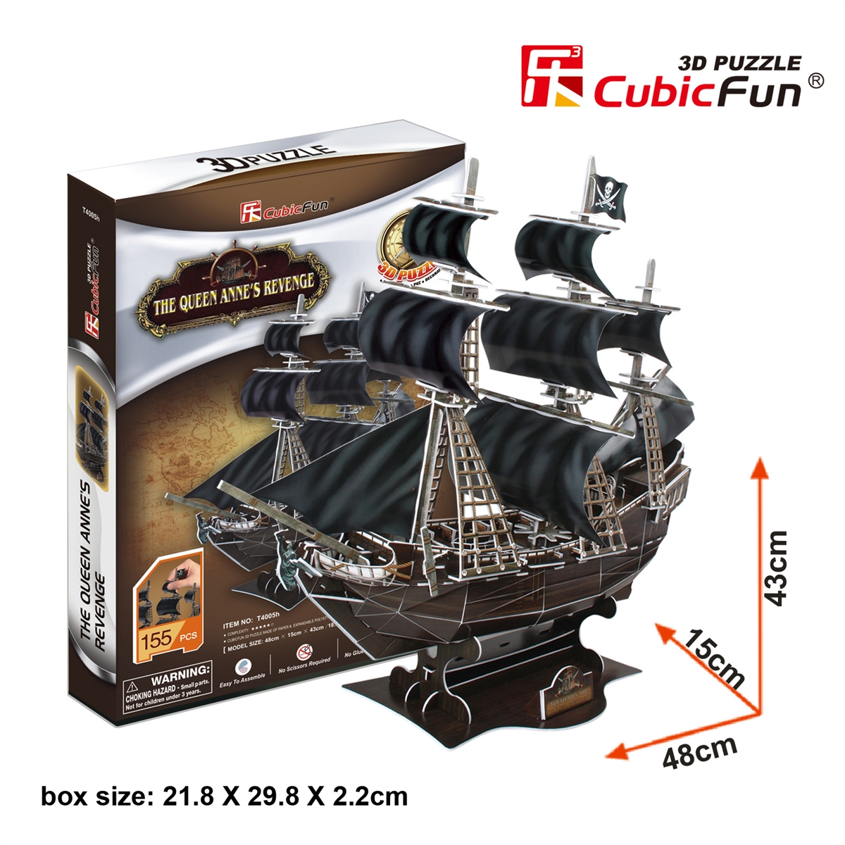3D puzzle: The Queen Annes Revenge Cubicfun MC106H 3D híres hajó makett